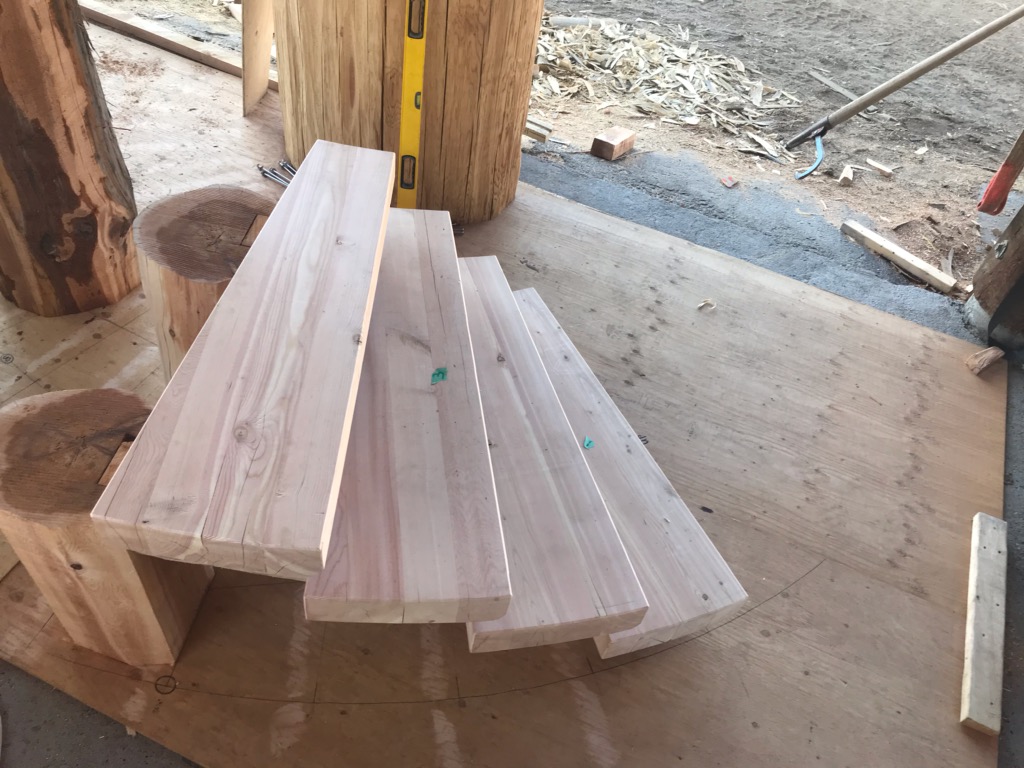 tk_martin82's tweet photo. The beginning of a custom winder staircase for a log home we are building headed to Colorado - more progress shots soon to follow, stay tuned!  
@PioneerLogHomes 

#timberkings #madeinbc #logstaircase #finestloghomesonearth https://t.co/aNGlHqJQ5y
