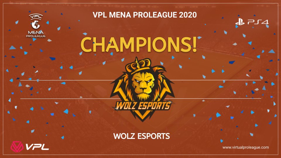 #PS4 

🏆 VPL MENA ProLeague 2020
Congratulations 🥇<a href="/WoLzFC/">WoLz FC</a> are CHAMPIONS 

🥇 100$
🥈 50$ <a href="/BANDITS1FC/">B A N D I T S</a> 

#ProClubs #بروكلوب
