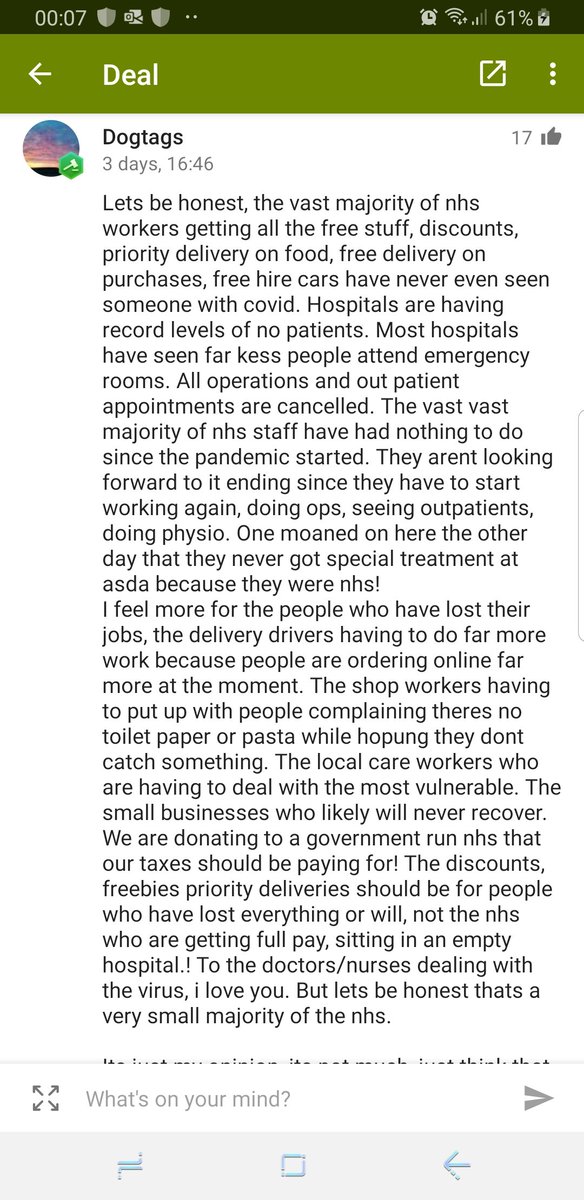 cloudbusting59's tweet photo. @hotukdeals saddened that after years of being a member a string of my comments get deleted for being 'off topic' yet you can see it fit to leave other random opinions up like this one. I cannot help feel you have been subjective rather sticking to your own guidelines. https://t.co/voufBY4YDy