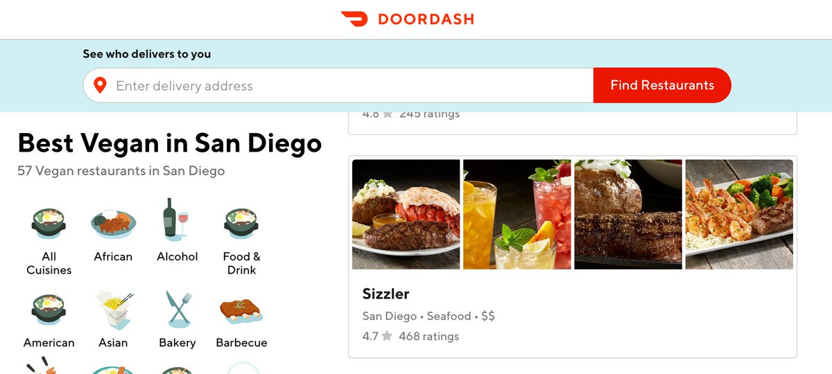 stashblackner's tweet photo. @DoorDash mmm love me some vegan sizzler https://t.co/oXRc1utyKR