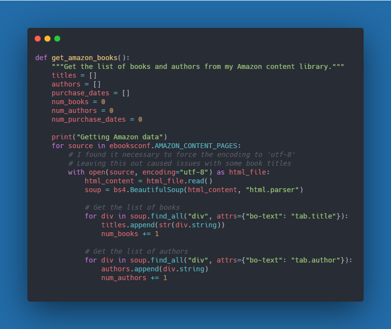 simulatine's tweet photo. Day 8 of #100DaysOfCode - completed a set of useful functions in Python to track and sync my eBook library across Amazon, Calibre and Airtable #Calibre #Airtable #Python https://t.co/QD9zeMZFTu https://t.co/dwVBz6fj99