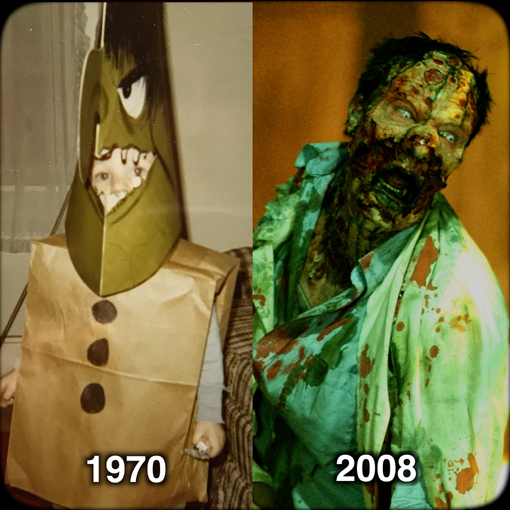 A double #tbt from being the Frankenstein monster at Halloween to the zombie boss monster in Day of the Dead. Mom created a lot of neural pathways that lead to interesting places in my adult life.