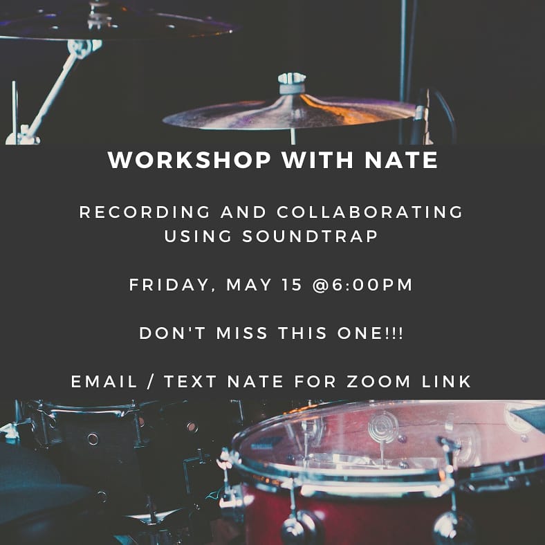 Join Nate + friends Friday 6pm on Zoom and learn Soundtrap! Students, parents, and teachers welcome. Soundtrap is an online audio tool that we've been using for lessons, band collabs, practice and songwriting, podcasting, etc. Email richards@richardsguitarstudio.com to get  link.