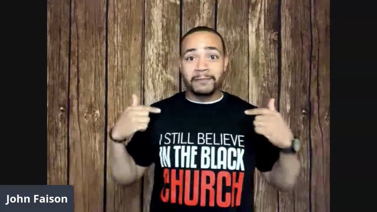 johnfaisonsr's tweet photo. As a Black Church apologist, this t-shirt is now part of my clergy uniform. IMO, the Black Church is America’s best version of biblical Christianity. History verifies it. Nothing like preaching &amp; teaching via Zoom in this. Shout out to @BlackMillCafe for helping me say it well. https://t.co/lD5xsJPnLh