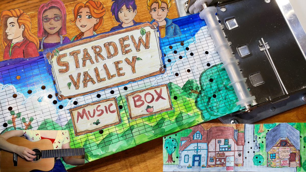 BoxOfMusicYT's tweet photo. Stardew Valley is one of my favorite games, and I had so much fun creating this music box cover including drawings and animations -- with the help of a special guest @artsymusician17 on guitar! I hope you enjoy it @ConcernedApe :)) #stardewvalley
https://t.co/vnFMlqBttr https://t.co/Wj7zeQ1E12