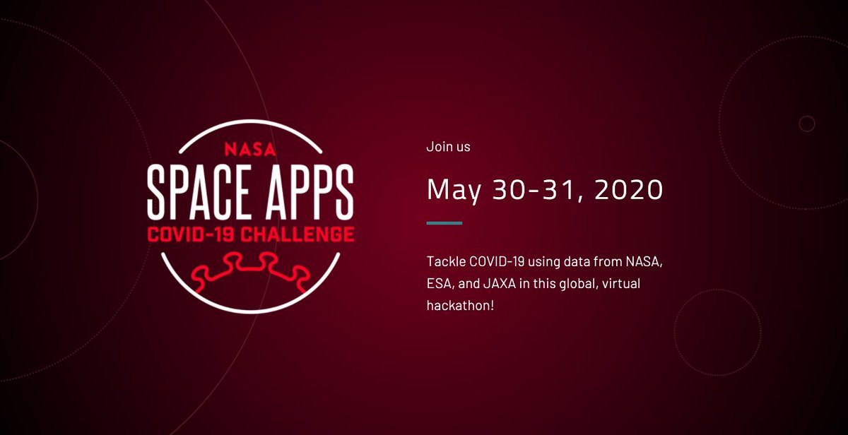 spaceappsgdl's tweet photo. Únete al reto! 

Participa de manera online en el Space Apps COVID-19 Challenge durante el 30 y 31 de Mayo. Esta vez con datos de NASA, ESA, y JAXA. 

Cualquier duda o mentoría envíen un mensaje al siguiente 

correo: spaceappsguadalajara@gmail.com

https://t.co/WDPwWYtWG1 https://t.co/f5kl4yRd7s