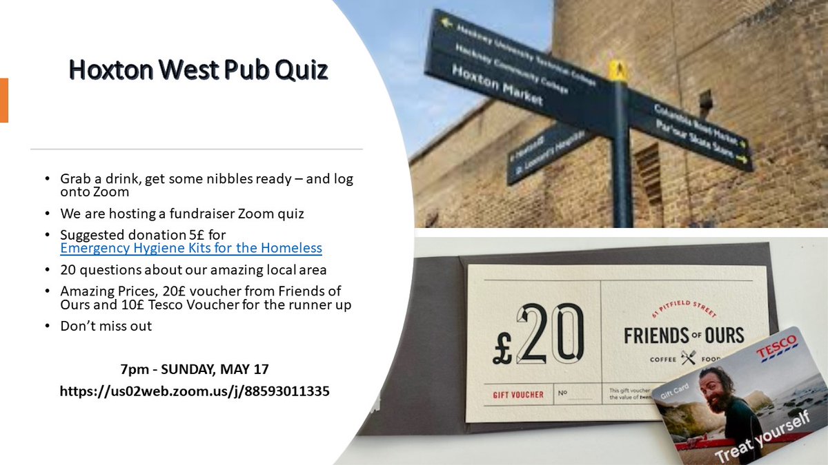 Our amazing Charity Pub Quiz got even better <a href="/friends_ofours/">Friends of Ours</a> donated a whopping £20 voucher for the winner - open to all, test your knowledge on Hoxton West #hoxton #loveHoxton