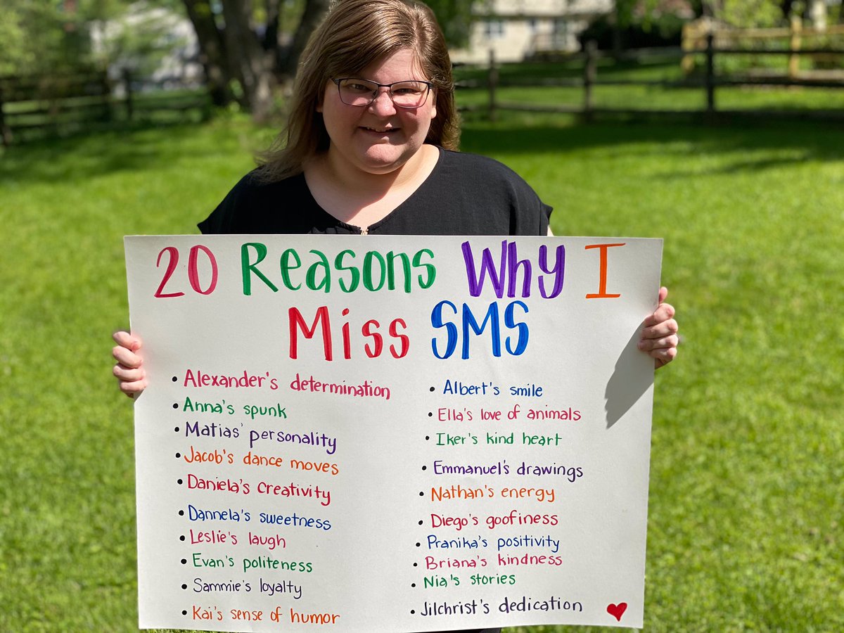 SMSCrusader's tweet photo. We all miss St. Martin’s School! Third grade teacher, Mrs. Maldonado, shares her 20 reasons why! #ThankfulThursday #adwfamily #WhyWeLoveSMS #VirtualHallway https://t.co/K48QotjEVP