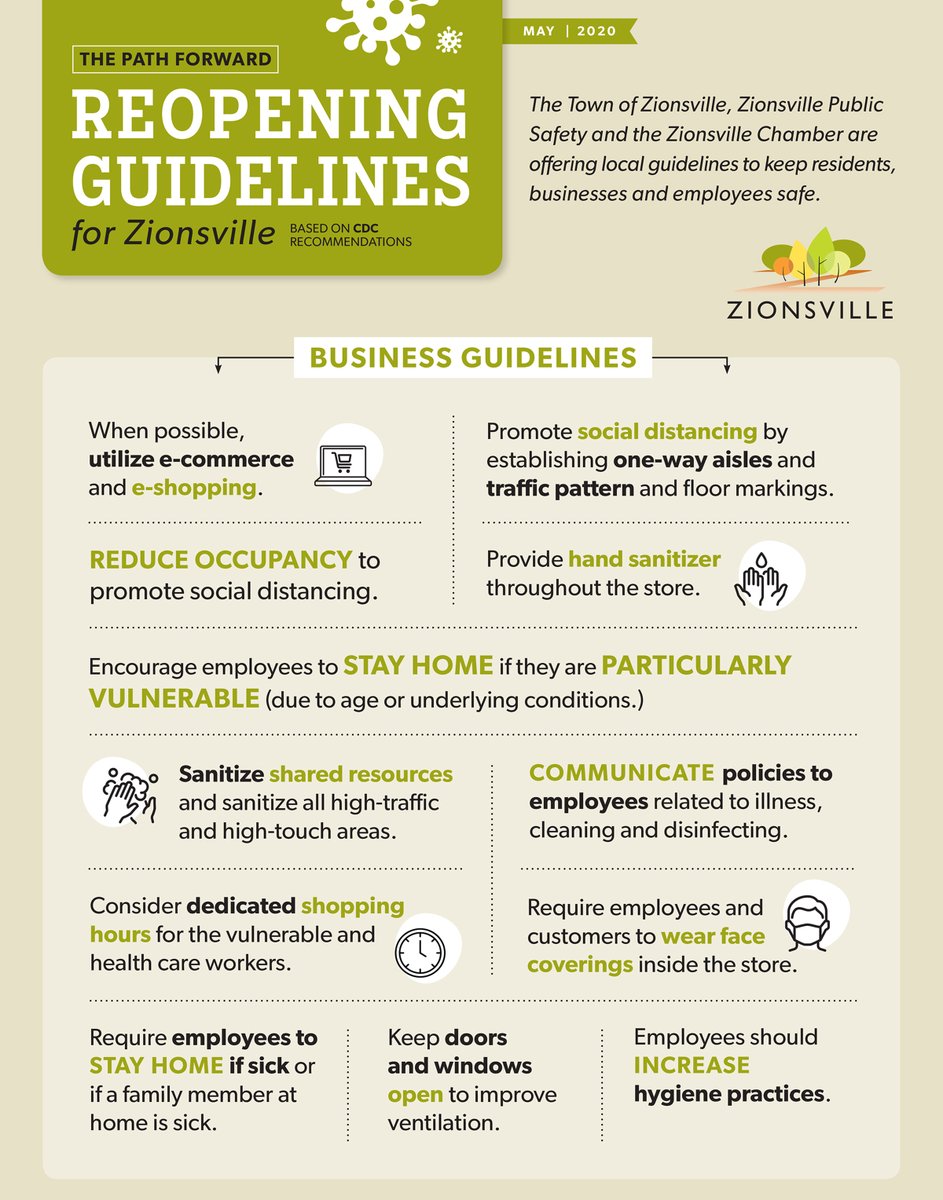 ZionsvilleIN's tweet photo. The path forward: the Town of Zionsville, Zionsville public safety and @ZvilleChamber are offering local guidelines for the Zionsville community to keep residents, businesses and employees safe. https://t.co/zOdGcZNnHT
