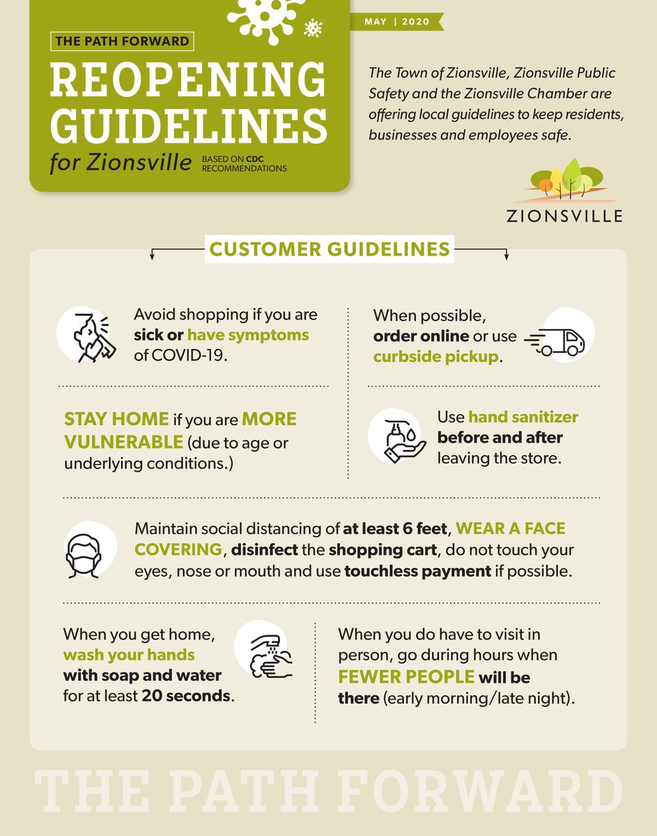 ZionsvilleIN's tweet photo. The path forward: the Town of Zionsville, Zionsville public safety and @ZvilleChamber are offering local guidelines for the Zionsville community to keep residents, businesses and employees safe. https://t.co/zOdGcZNnHT