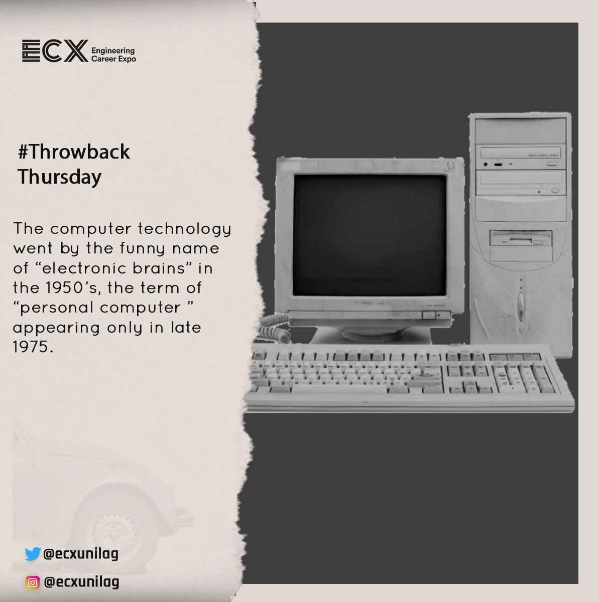 engcareerexpo's tweet photo. Did you know?
The computer technology went by the funny name of "electronic brains" in the 1950s. 🖥
#DidYouKnow
#ThrowbackThursday #ecxThrowbackThursday
#ecx #engineeringcareerexpo
#StaySafe #covıd19 #computer https://t.co/H09IzDMGVc