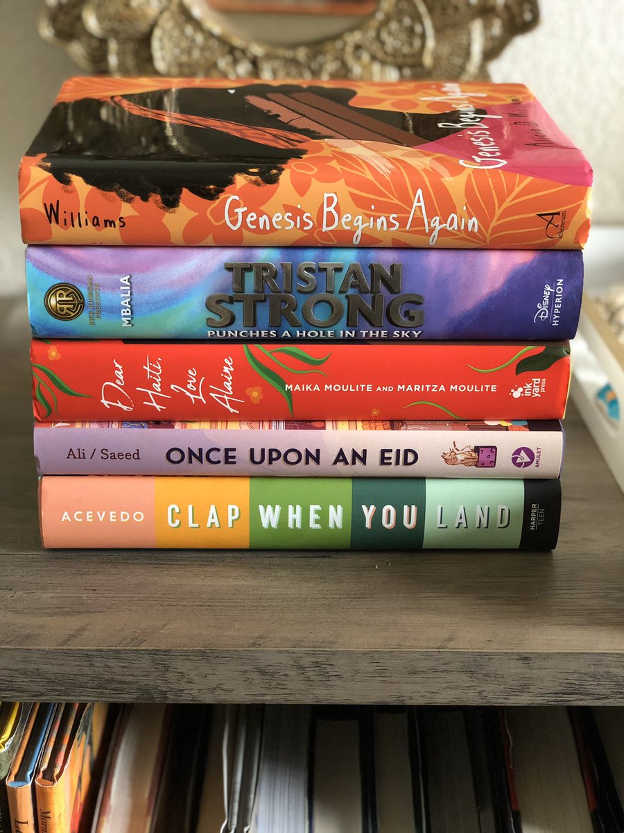 mdboone_edu's tweet photo. @Lit_Bark @readtechwrite Here’s my physical book stack! On audiobook, I have both versions of Stamped, Black Brother Black Brother, Clean Getaway, and Pet! #ProjectLITBookClub #YallRead #RTW https://t.co/sP0POVjvBi
