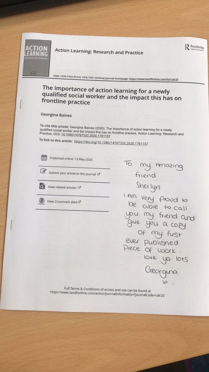 sherlynmelody's tweet photo. So today I was honoured with this.....
#SheSmashedIT Well done @baines_georgina #Actionlearning #research #practice #Routledge #NQSW #ASYE #SocialWorker #Proudfriend #Amazingfriend #inspirational #Thisgirlcan #Thisgirldid ππΎππΎππΎππΎπππ https://t.co/8NK06Yqw6w