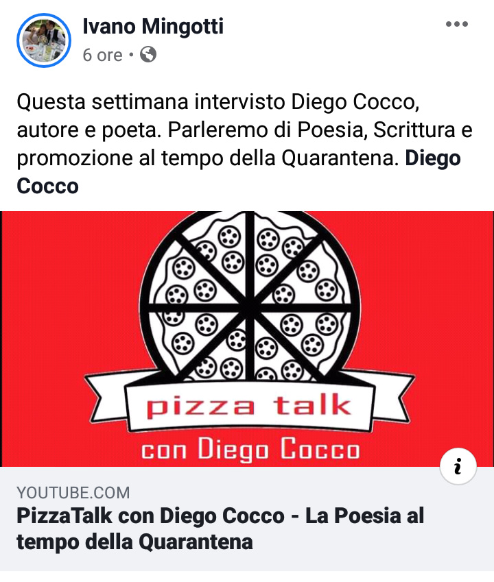 Dmciosi's tweet photo. https://t.co/kxaxWTH1kj

#diegococco #intervista #quarantena #pizzatalk #libri #poesia #regolarizzazione #Fase2 #Video #Pomeriggio #instagramdown #tvtalk #lettura #leggeresempre #tendenza #caseeditrici #blomming #Buonanotte #poesiaitaliana #nuovapoesiaitaliana #scrittore https://t.co/VUHEP6JsjD