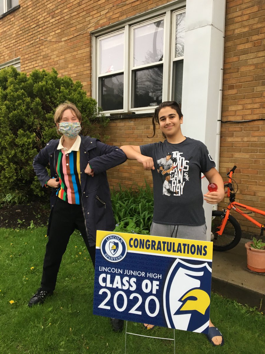Ms. Garrad (@msgarrad_ljhs) on Twitter photo It was so special to deliver signs to students today. I got permission from this student's mom to share a photo of me with a graduating student that I'm proud of! Check out that social distancing love!
Thanks <a href="/D69CommSchools/">D69 Community Schools</a> and @McCuneTay for putting this together #D69SpreadJoy It was so special to deliver signs to students today. I got permission from this student's mom to share a photo of me with a graduating student that I'm proud of! Check out that social distancing love!
Thanks <a href="/D69CommSchools/">D69 Community Schools</a> and @McCuneTay for putting this together #D69SpreadJoy