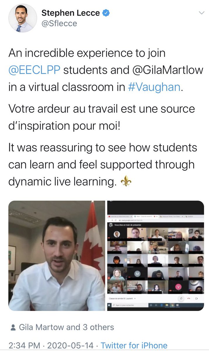 oectagovernor's tweet photo. .@Sflecce has deleted and replaced this tweet disclosing the names &amp; photos of an entire class during a synchronous learning session.

It is a teachable moment for minister Lecce.

It shows how easy it is for student privacy violations to occur during live, online learning. https://t.co/4UFcDSJDth