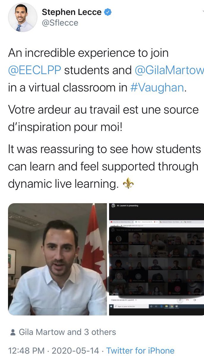 oectagovernor's tweet photo. .@Sflecce has deleted and replaced this tweet disclosing the names &amp; photos of an entire class during a synchronous learning session.

It is a teachable moment for minister Lecce.

It shows how easy it is for student privacy violations to occur during live, online learning. https://t.co/4UFcDSJDth