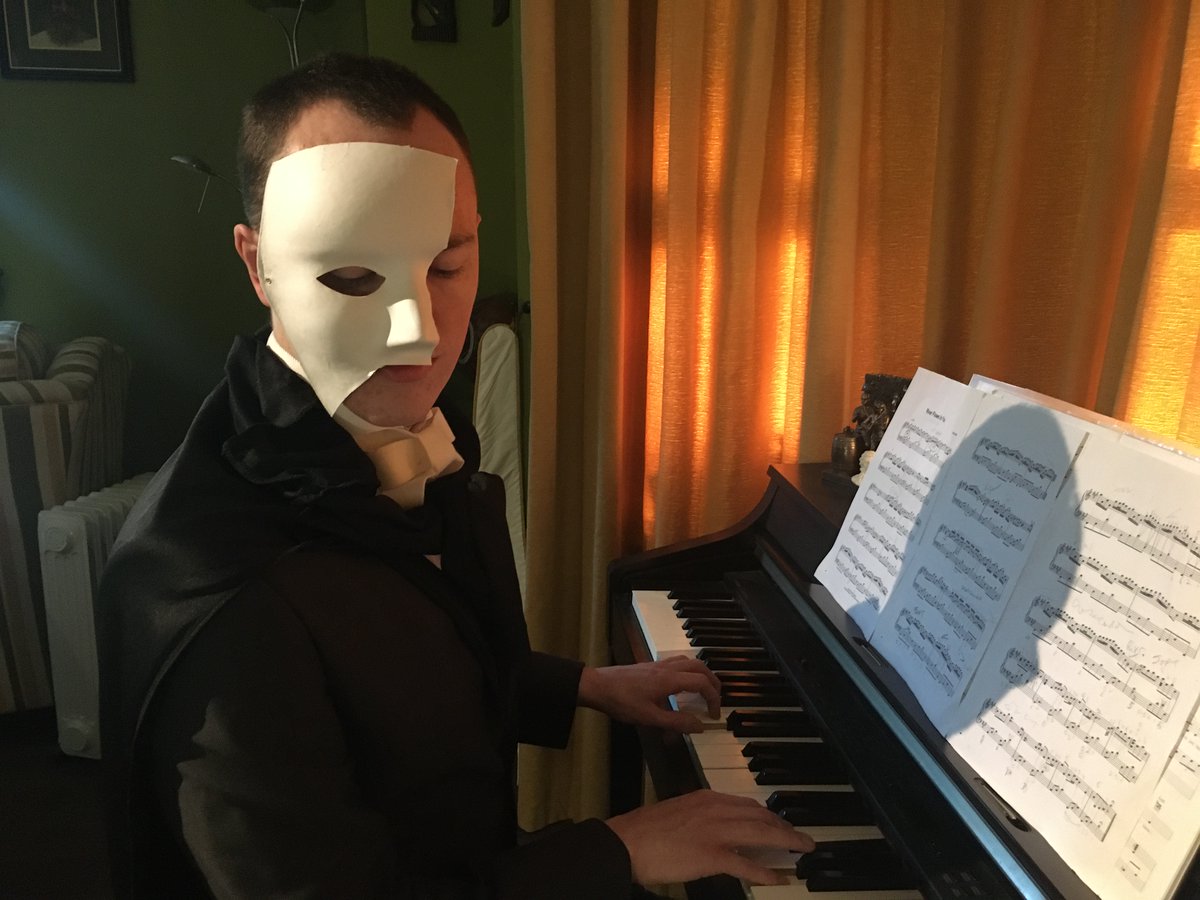 Day 3: Quarantine giving me plenty of time to go over those piano skills I haven't used since Leaving Cert, oh and also to throw a little something together from  @PhantomOpera. Who can guess how many hours it took to get the mask to stick to my face?...  @BGETheatre  #BGETDressUp