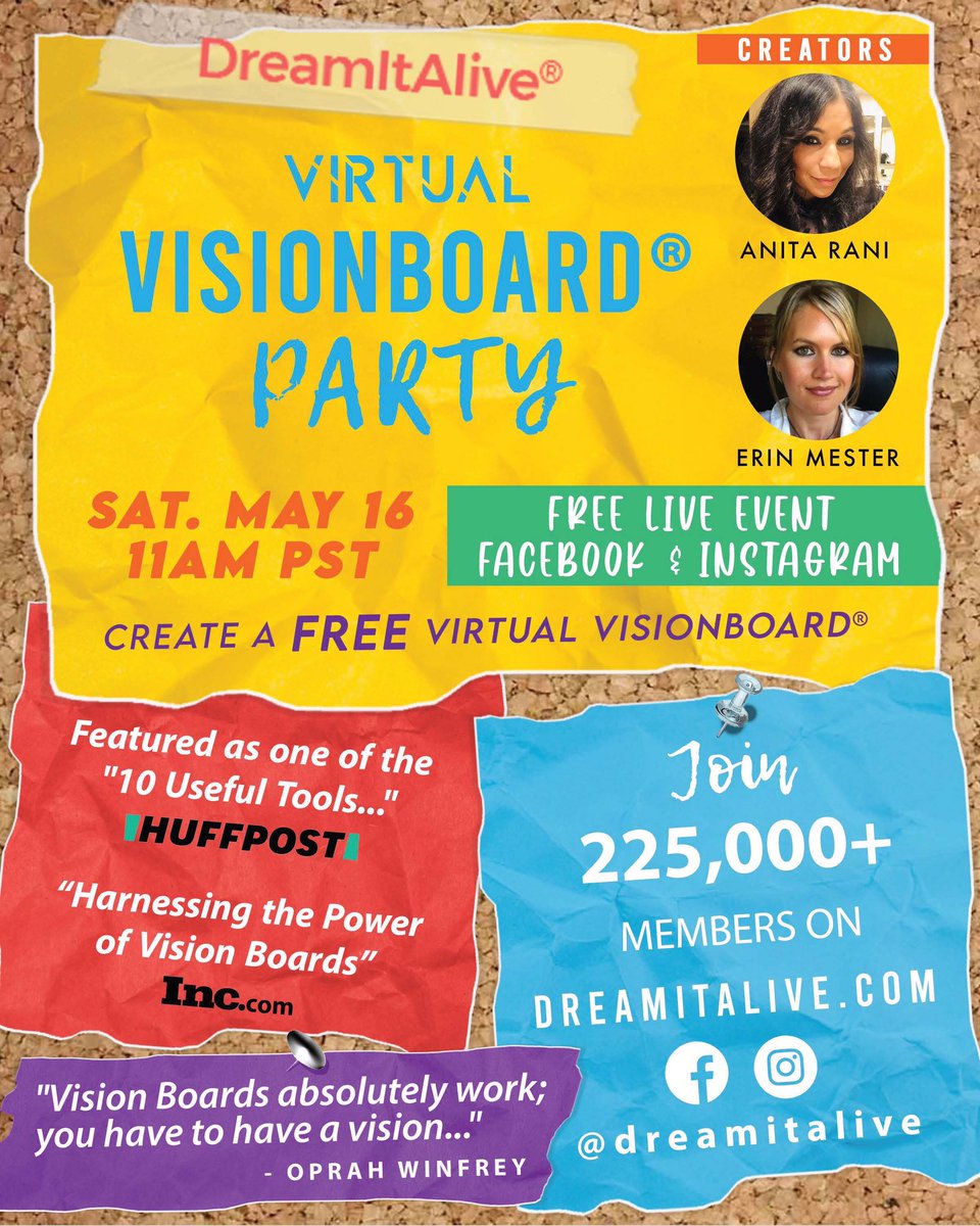 DreamItAlive's tweet photo. @TipsFromSharvi https://t.co/klb9iWd6Y8 is hosting a FB/IG Live with the Creators this Saturday, May 16th at 11am pst! Talking all things Virtual VisionBoards! https://t.co/vtb353ylli