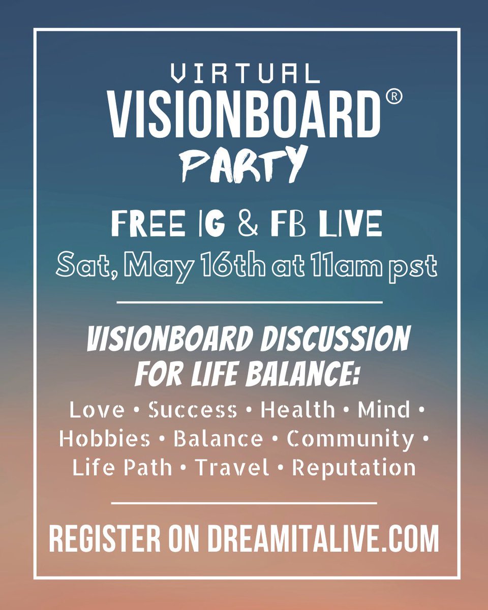 DreamItAlive's tweet photo. @TipsFromSharvi https://t.co/klb9iWd6Y8 is hosting a FB/IG Live with the Creators this Saturday, May 16th at 11am pst! Talking all things Virtual VisionBoards! https://t.co/vtb353ylli