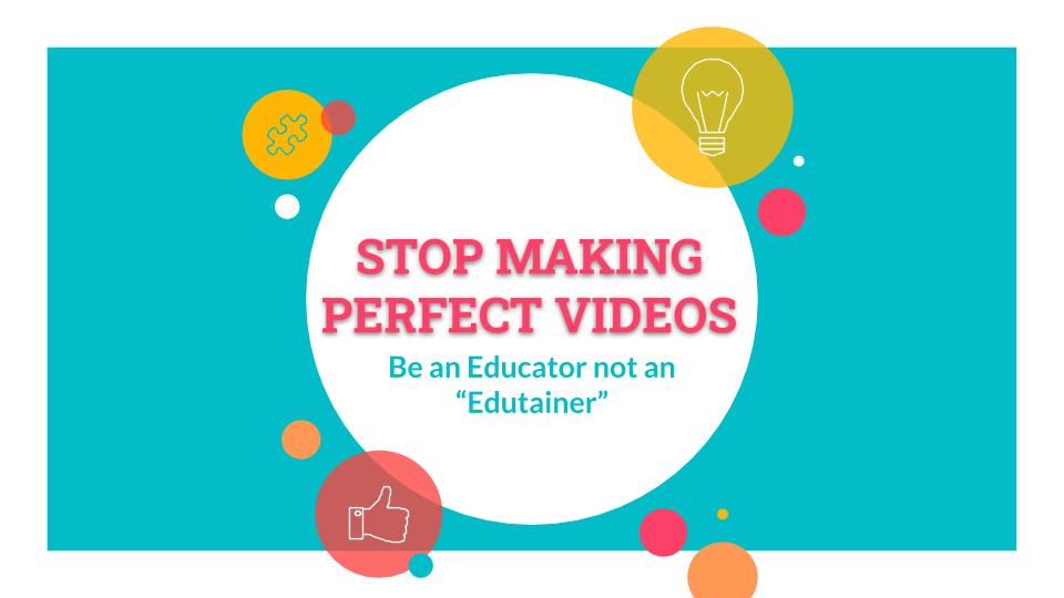 "Be an Educator, Not an Edutainer". Teachers, no need to stress about making those perfect instructional videos. From my blog at: ryanstechtips.com/2020/05/be-edu… #edtech