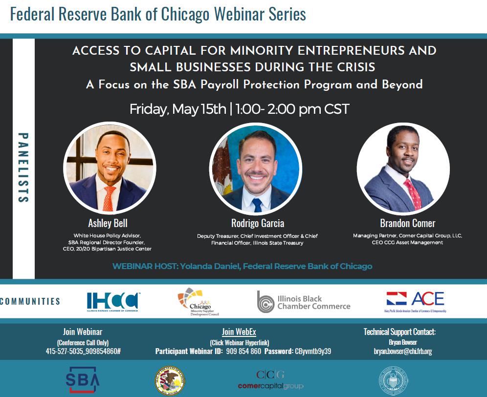 SBAsoutheast's tweet photo. Tomorrow! @WhiteHouse Entrepreneurship Policy Advisor for the #WHORC & @SBAGov Regional Administrator Ashley D. Bell will join @ChicagoFed @ILTreasurer in a Conversation re: @SBAgov resources for minority #entrepreneurs #PPP @SBA_Illinois https://t.co/aVin68z9S0