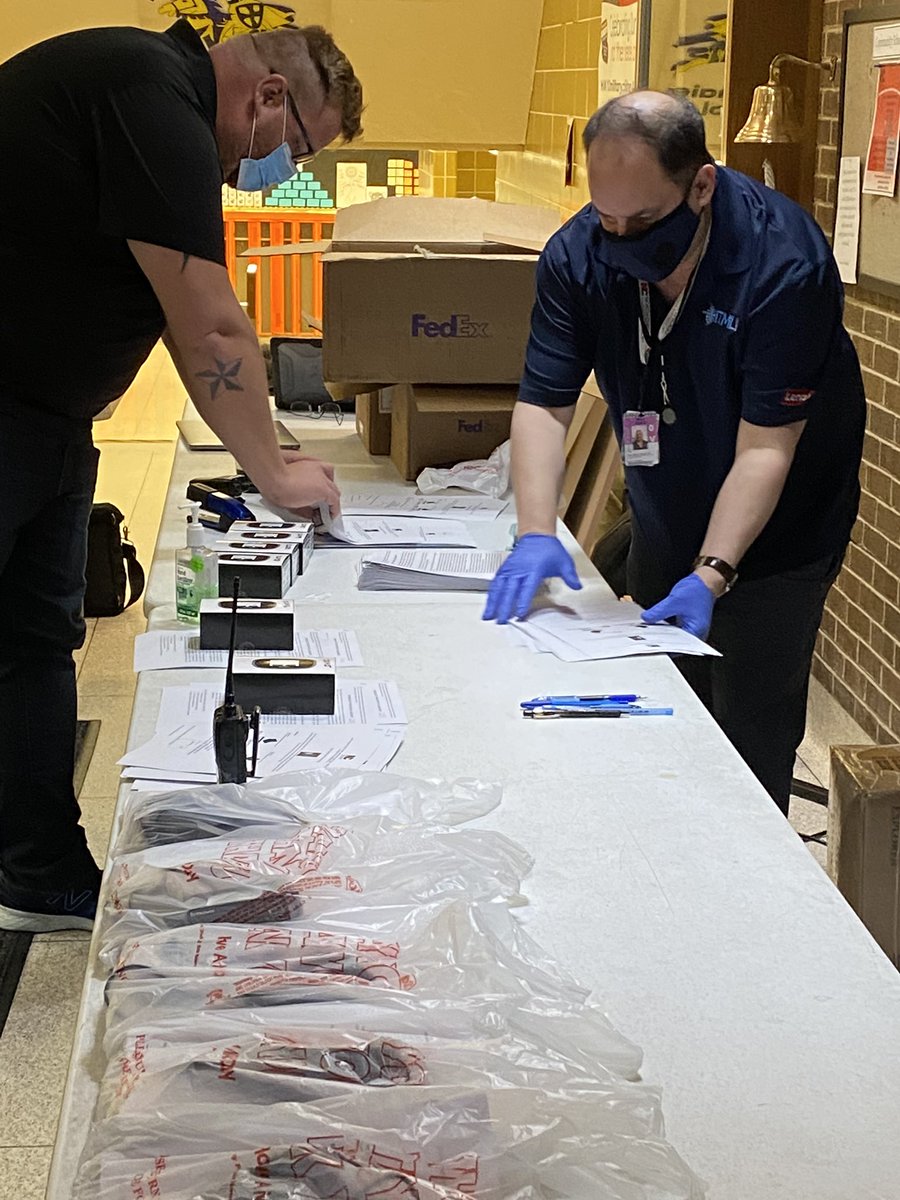 John_P_Price's tweet photo. @nccusd tech staff getting ready to distribute 100 laptops and 80 hotspots to end the digital divide.  In D187 we do whatever it takes to support student learning.  #d187together @d_collins89 https://t.co/0PTwRShVes