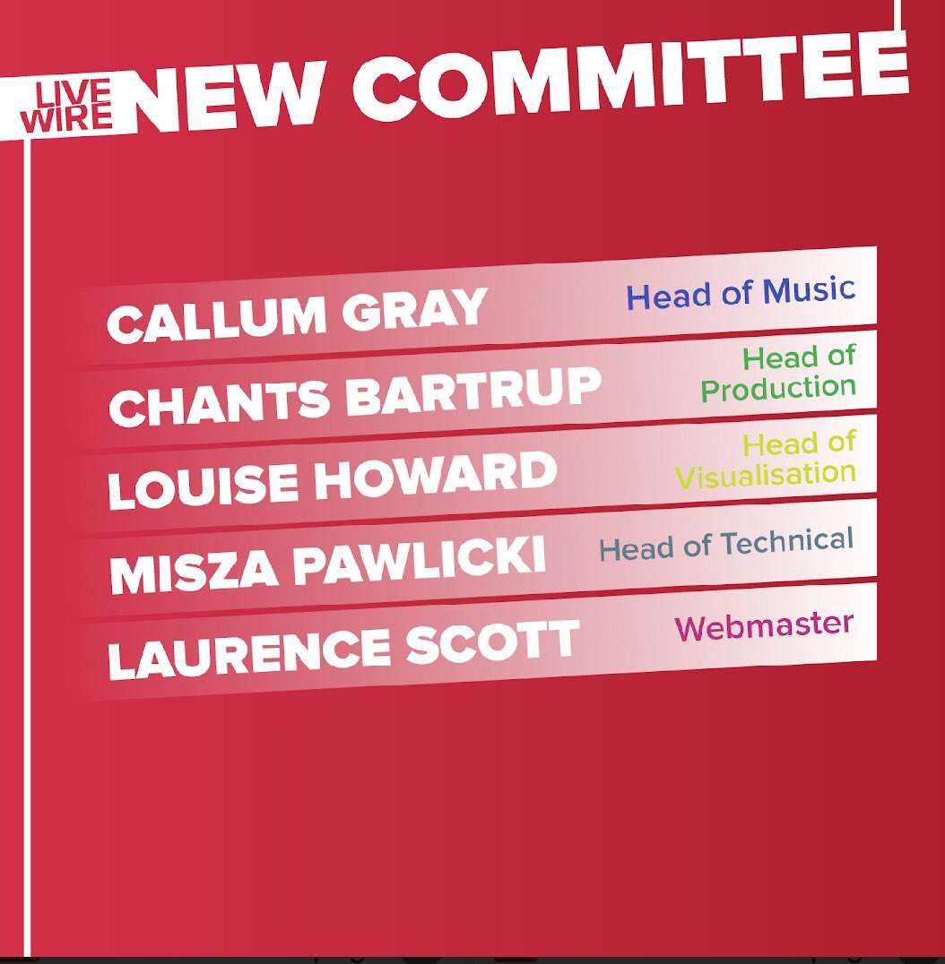 And here’s our appointed half!! Congratulations to everyone appointed and elected, next year is looking quite fab already 📻
