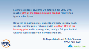 tgaik's tweet photo. @mikemattos65 shares scary statistics about learning gaps due to staying home. I look forward to learning how to #MindTheGap https://t.co/Gem3buiHRy