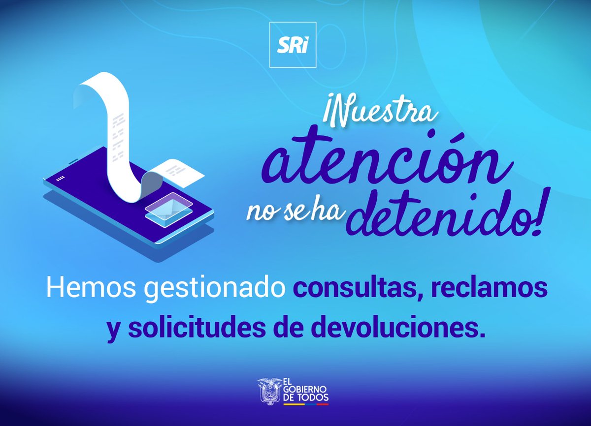 SRIoficialEc's tweet photo. A través de los #TrámitesElectrónicosSRI continuamos atendiendo todos tus requerimientos tributarios. Ingresa a ▶️ https://t.co/zcSM6Rhqk6 y conoce más.
#SRIenLínea https://t.co/FvSTka4yZf