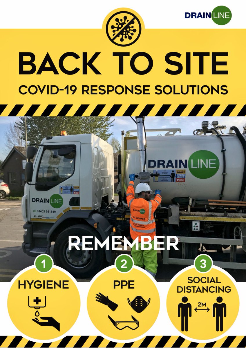 DrainlineLtd's tweet photo. Protecting the health &amp; safety of employees in the workplace is paramount. As events move on and the government looks to ease current restrictions, we @DrainlineLtd are ready to ensure our phased staff return to site plan is managed correctly. #COVID19 #BackToWorkSafely https://t.co/d5DlFDB747