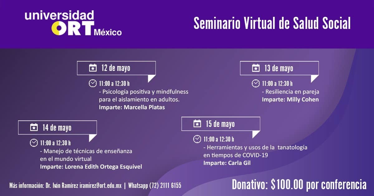JAP_CDMX's tweet photo. .@UnivORTMx y la #JAPDF te invitan mañana el Seminario Virtual de la Salud tratará el tema "Herramientas y usos de la tanatología en tiempos de #COVID19.
📅Viernes 15 de mayo
⏰11 hrs
Ponente: Lic. Carla Gil
Ingresa sin costo 👉 https://t.co/sTTpIDaKXT https://t.co/teBbOZyq3l