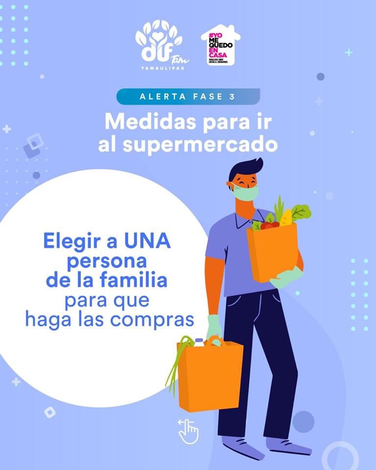 dif_tam's tweet photo. Durante la #Fase3 de la contingencia sanitaria debemos reforzar todas las medidas preventivas para evitar el aumento de contagios. Aquí te hacemos algunas recomendaciones al acudir al supermercado. ¡Entre todos nos cuidamos! #DIFTam #TeQuiereBien #YoMeQuedoEnCasa @gobtam https://t.co/hJscChskb5