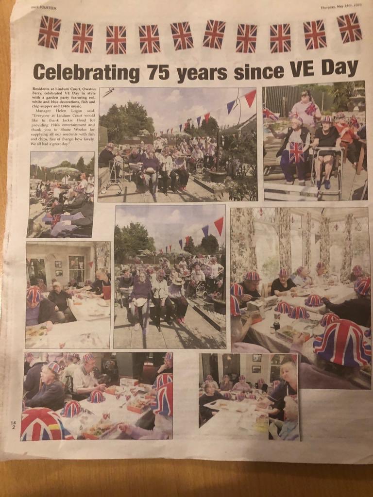 VE celebrations at Lindum Court. #lockdown #VEDay75 #residentialcare #dementia #Alzheimers #carers #GreatBritain #wargeneration