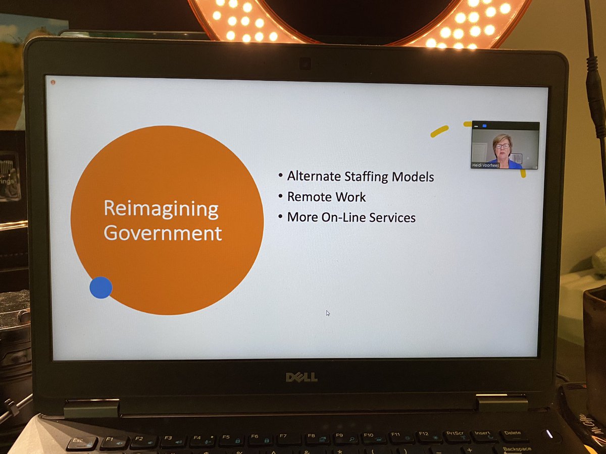 kittlent's tweet photo. .@HeidiVoorhees talking about the impetus for change and rethinking remote work’s value. Love this info. #localgov #ForwardTogether2020 https://t.co/NlI8SYXmdK