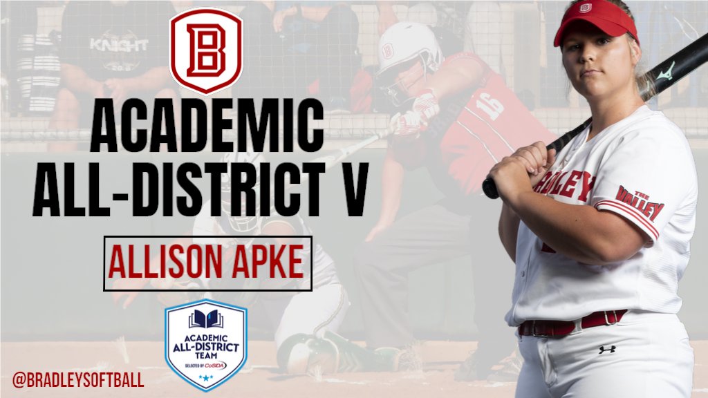 BradleySoftball's tweet photo. Congratulations to senior Allison Apke, who was named CoSIDA First-Team Academic All-District.
🅱️🥎📚🏫

📰 ⬇️
https://t.co/ln6RxRSlBS https://t.co/3rQV1X7CpD