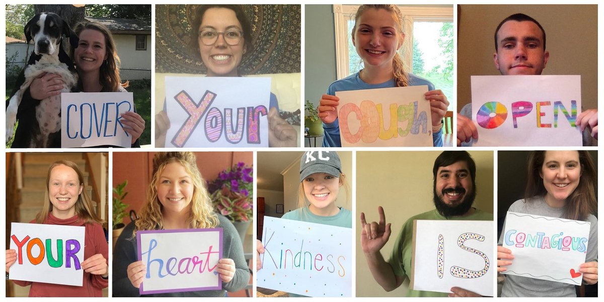 unmc_mmi's tweet photo. MMI Recreational therapy team members are sharing an important message today…

Cover your cough, open your heart - Kindness is contagious.

Stay positive - - Stay strong!

#unmcMMI #MMIrectherapy #inthistogether #positivethoughts https://t.co/ZCFFffP6dl