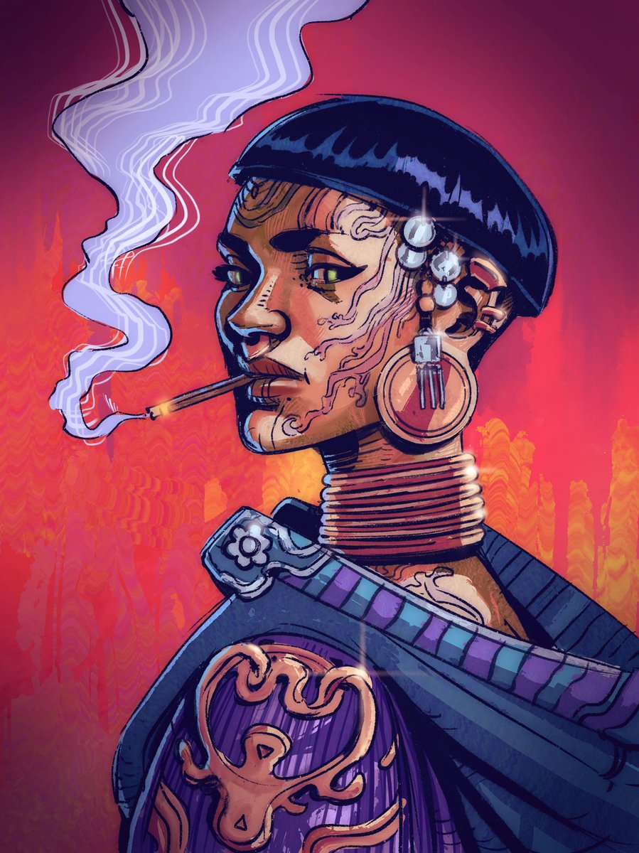 karlschulschenk's tweet image. Hello internet! I’m once again emerging from my art cave to share something new :) These artworks are part of a bigger story that I’ve been working on lately, which explore a future through a psychedelic and afro-futuristic lens. #afrofuturism #solarpunk #worlddesign #psychedelic