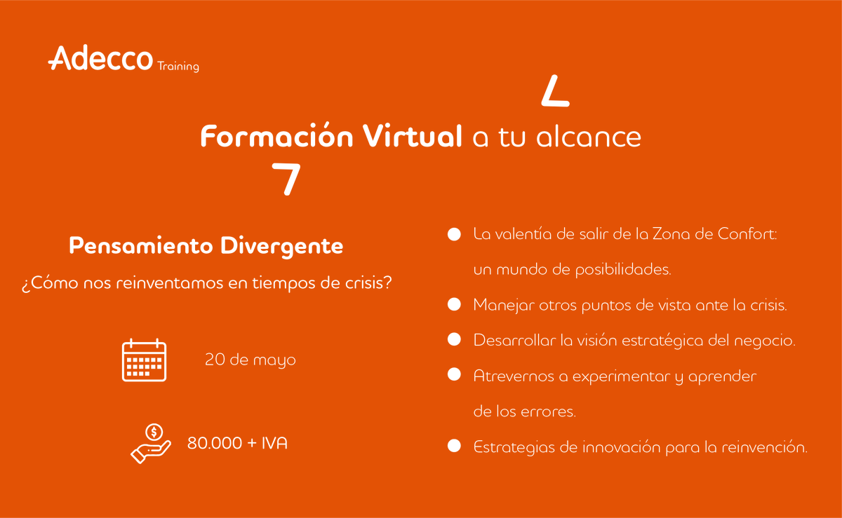 Adecco_Colombia's tweet photo. #AdeccoTraining Aprende a pensar de manera innovadora y creativa, accede a nuestro curso el próximo 20 de mayo. Conoce todos los detalles e inscríbete >> https://t.co/wFAOqzmC6g
#FelizJueves https://t.co/58xoxJTne6