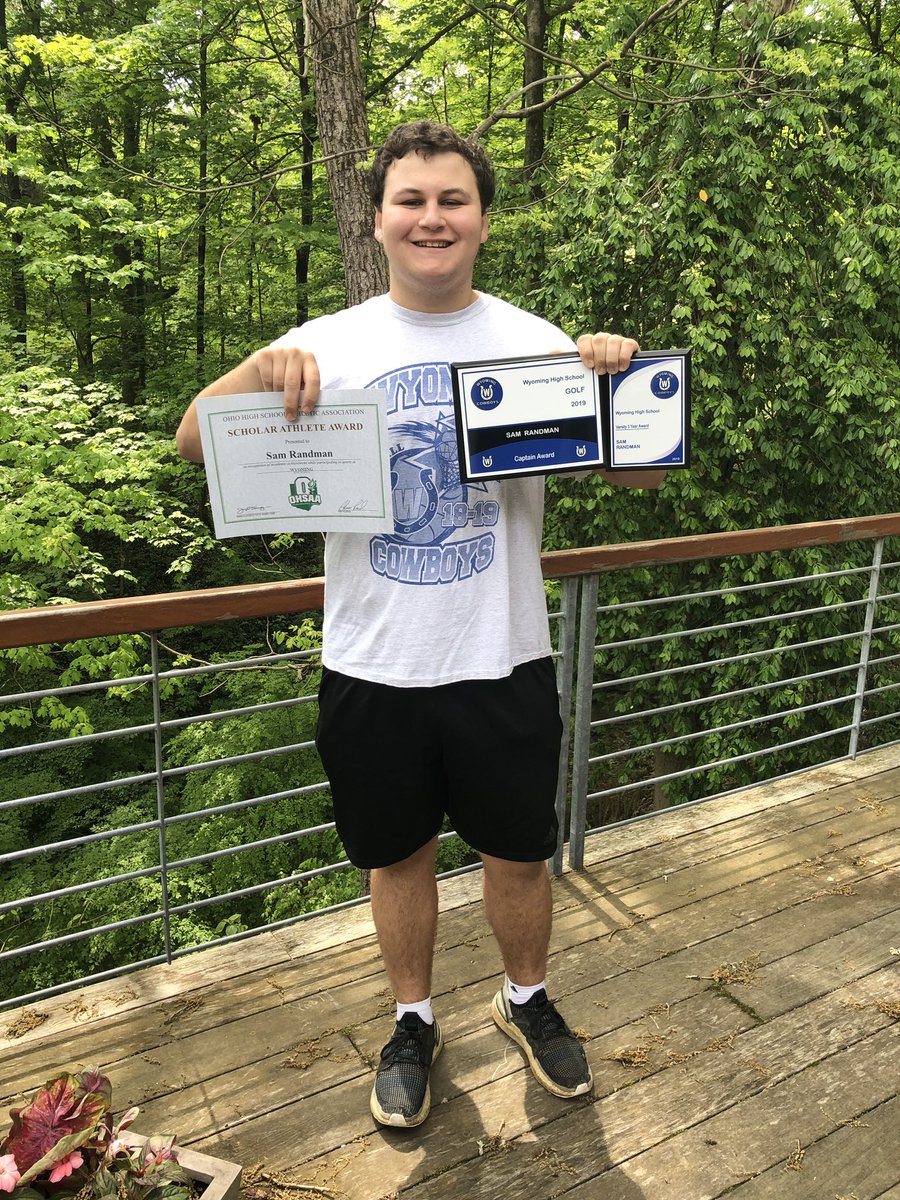 WyomingSports's tweet photo. Congratulations Sam Randman on earning OHSAA scholar athlete award for the class of 2020. Sam was a 4 year varsity golfer, state qualifier and served as captain. https://t.co/a4cF6DJvxg