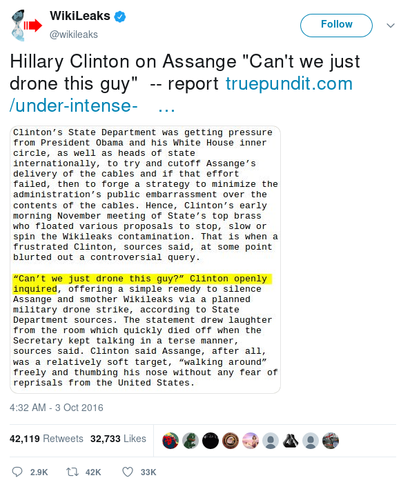 sebas_sanchezss's tweet photo. Mientras #HillaryClinton y #DonaldTrump estaban en campaña por llegar a la Casa Blanca. #WikiLeaks filtró e-mails muy privados de #Hillary y su gabinete, se habla de pizza, #demonios, pasta, niños, hotdogs, queso, pañuelos y #rituales. https://t.co/j0k6OpVN7L