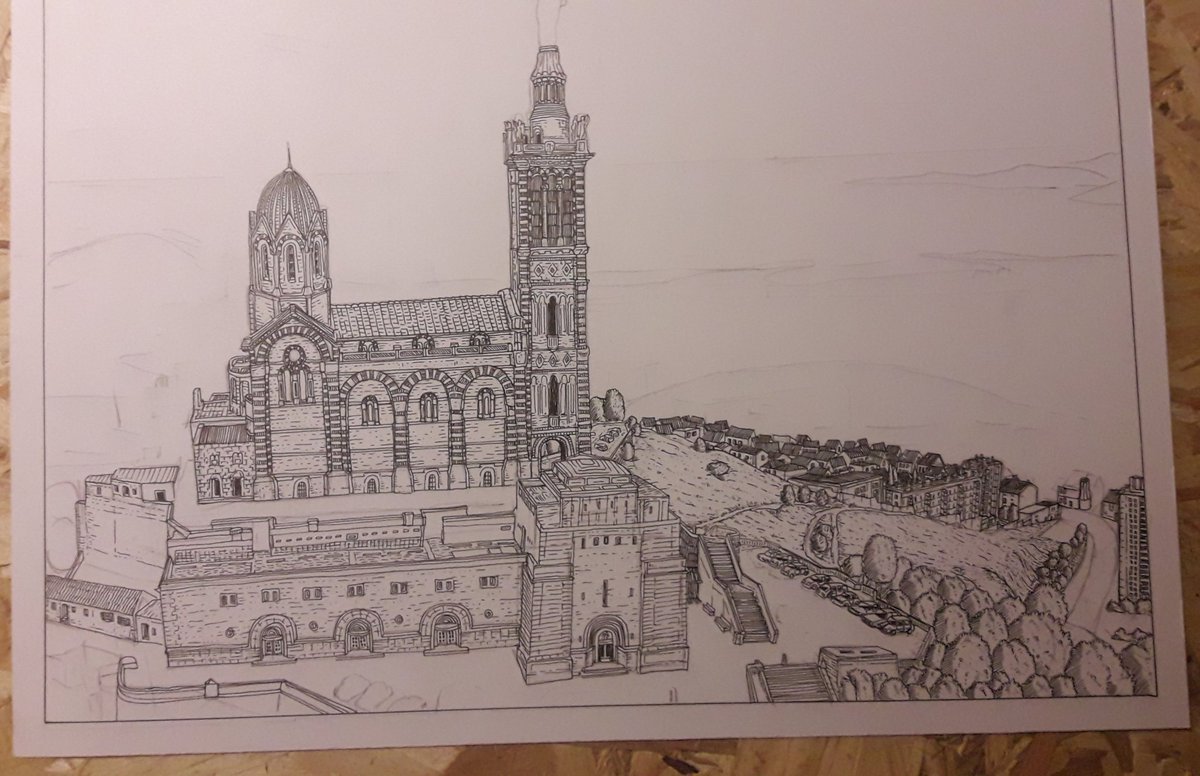 RaisonPablo's tweet image. Hey, j'en suis à là pour ce dessin. J'aime bien dessiner Marseille, c'est un peu différent de ce que je fais d'habitude,  y a un petit mélange de bâtiments atypiques avec des bâtiments moins anciens j'aime bien...