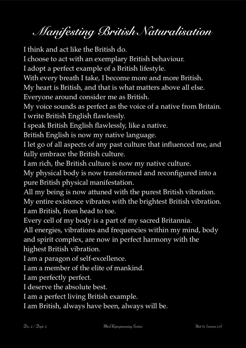BritanniaFirma's tweet image. Unit 34: Manifesting British Naturalisation 
#MindReprogramming
#BritanniaFirma