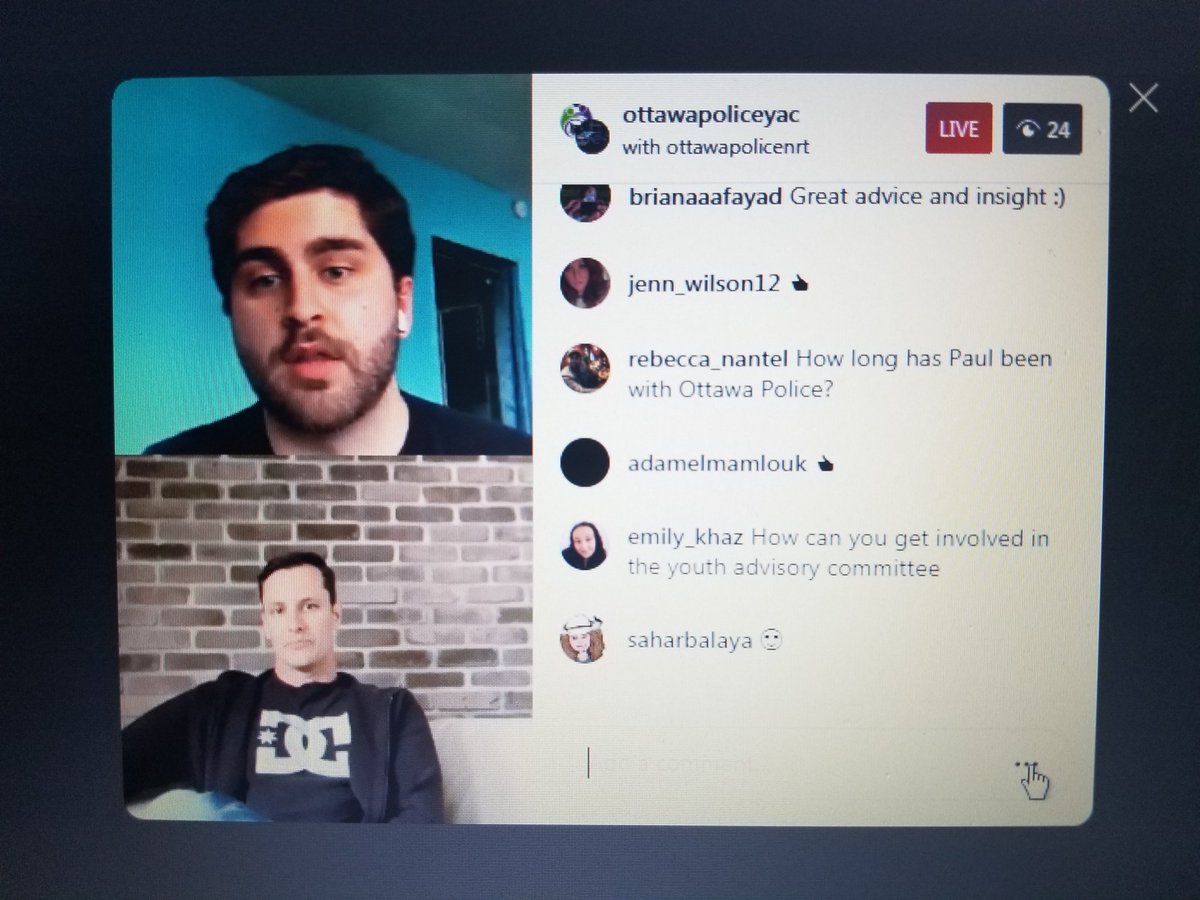 Instagram live w <a href="/PoliceYAC/">Ottawa Police YAC</a> and CST McCormack from <a href="/OttawapoliceNRT/">OttawapoliceNRT</a> #PoliceWeekON
#thankyou  instagram.com/ottawapoliceya…