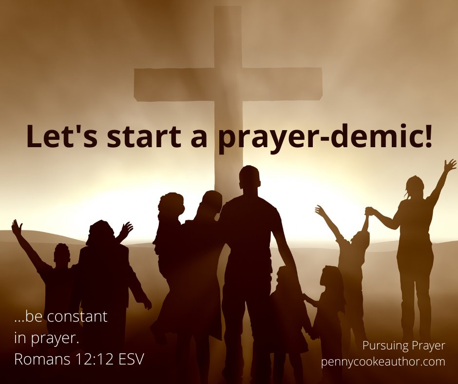 penny_cooke's tweet photo. The bible says 
Rom 12:12 be constant in prayer
Eph 6:18 always keep praying 
Phil 4:6 pray about everything
Col 4:2 continue steadfastly in prayer
1 Thess 5:17 pray without ceasing
So, let's start a #prayerdemic  #pray #prayer #pursuingprayer #revival #youhavenotbecauseyouasknot https://t.co/TqHqTTGL9O