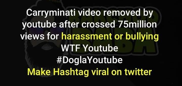 EklotaBhagwan's tweet photo. We want Carry's video back
@CarryMinati 
#DoglaYoutube 
#Isupportcarryminati https://t.co/eydC3aDBAD