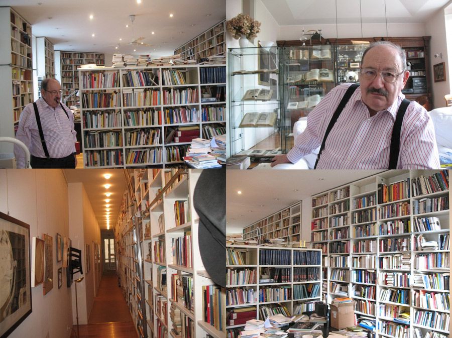 Op twitter zie je steeds deze pic (links) voorbijkomen: de bibliotheek van Umberto Eco. Prachtig, imposant. Echt Eco. 

Maar dit is twitter. Dus het is niet Eco's bibliotheek maar die van prof Richard Macksey. Eco's bibliotheek (rechts) is deze. Handige Ikea-plankjes, dat wel. 👍