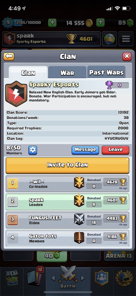 Join our relaxed clan. War participation is not mandatory. #clashroyalerecruit