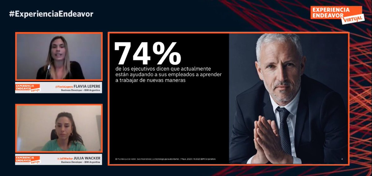 EndeavorArg's tweet image. ¿Estás siguiendo la #ExperienciaEndeavor? Estamos en vivo con @FlaviaLepere y @JuliWacker en un Workshop súper interesante de @IBMArgentina.
Miralo en vivo 👉 xe-virtual.endeavor.org.ar