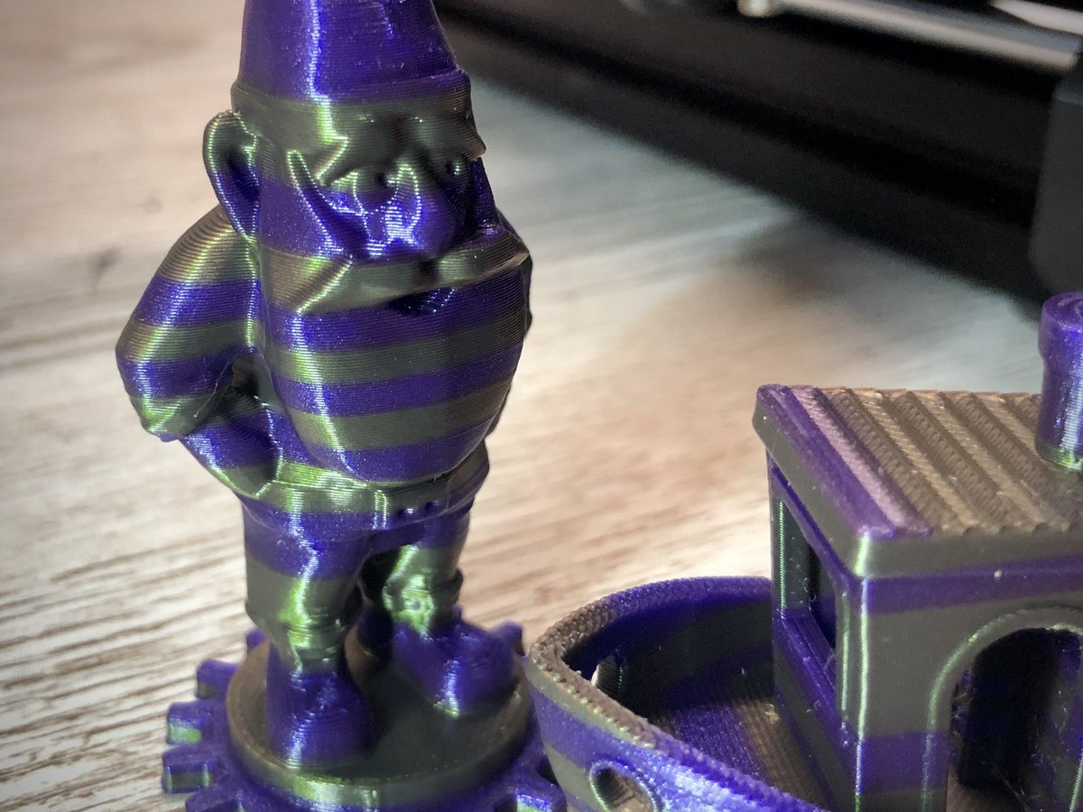 FilamentFrenzy's tweet photo. A small test to see the effect, @Proto_pasta #ProtoGnome and @DanielNoree #3Dbenchy on the @Prusa3D mini at 0.2mm layers π https://t.co/azFpnXln1K